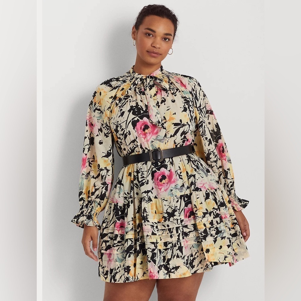 NWT Lauren Ralph Lauren Floral Cotton Voile Dress, Size 16W